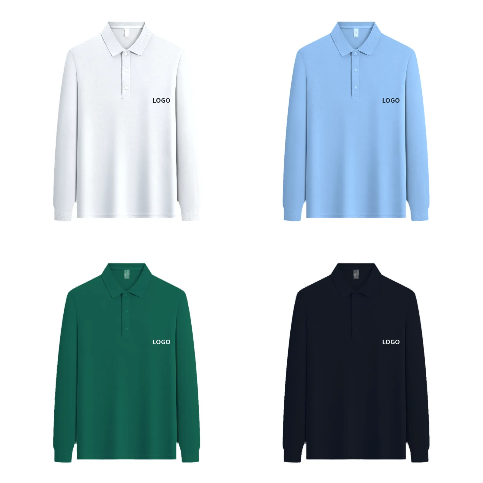 素面長袖POLO